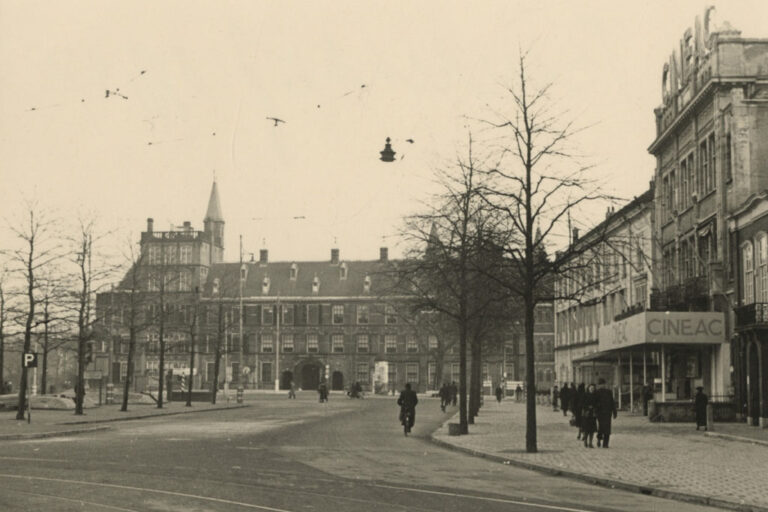 Platz in Den Haag, Leute, Bäume, Binnenhof