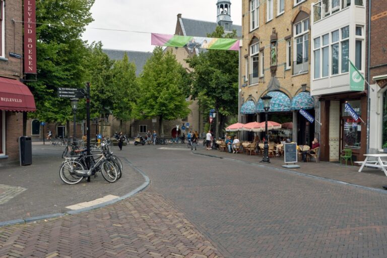 Straße in Utrecht, Kirche, Bäume