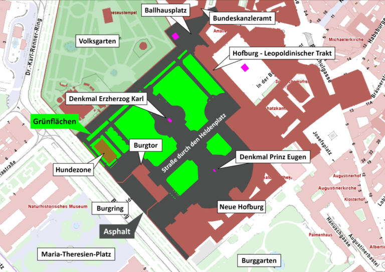 Karte des Wiener Heldenplatzes