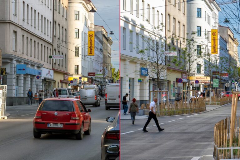 Reinprechtsdorfer Straße vor und nach dem Umbau