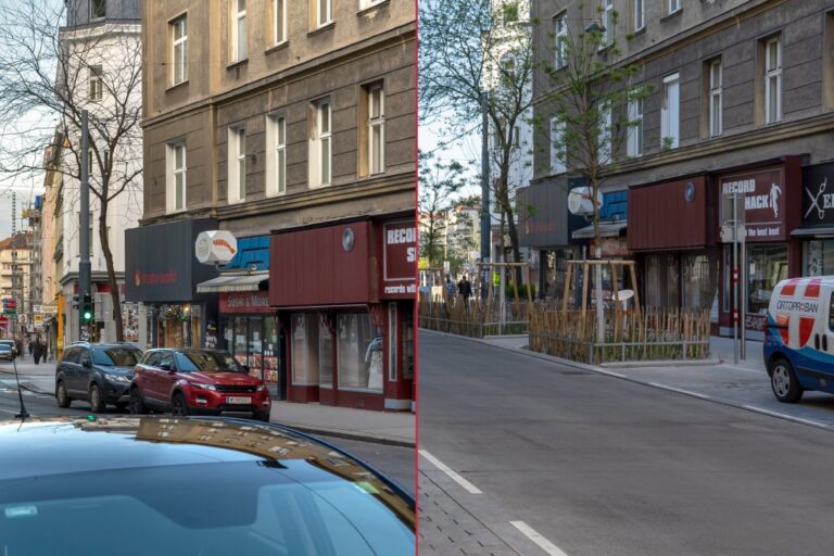 Reinprechtsdorfer Straße vor und nach dem Umbau