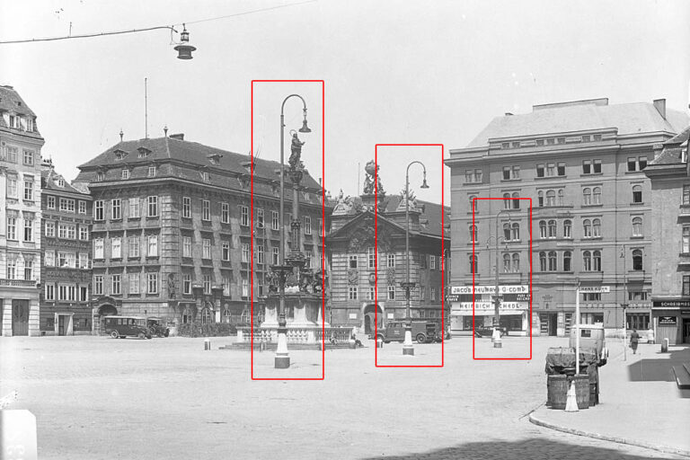 Laternen auf einem Platz in Wien