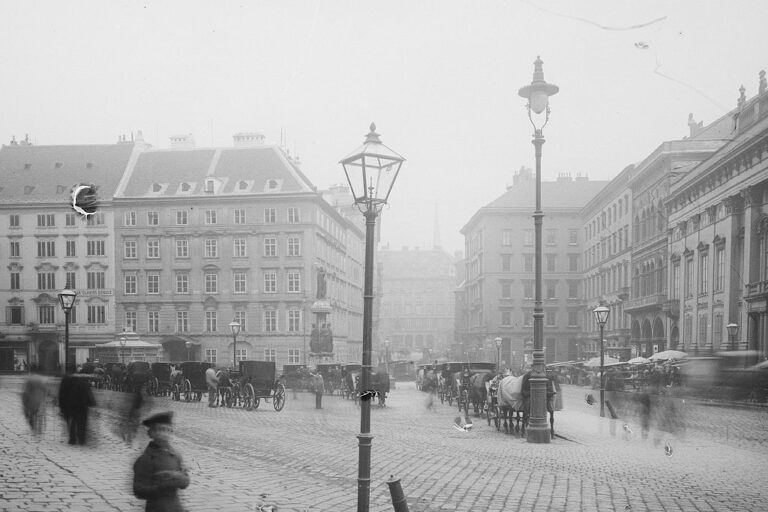 Laternen, Kutschen, Freyung, historische Aufnahme