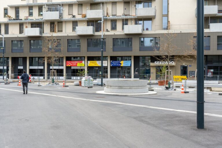 Seestadt Aspern wird begrünt, Asphalt, Brunnen