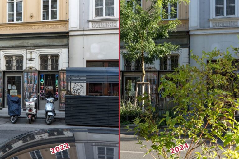 Burggasse vor und nach einer Umgestaltung