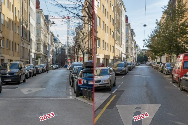 Straße mit parkenden Autos