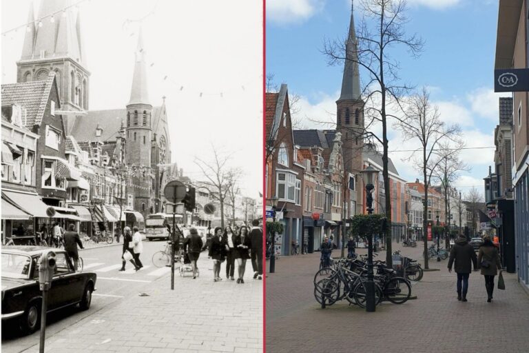 Einkaufsstraße in Alkmaar, Kirchturm