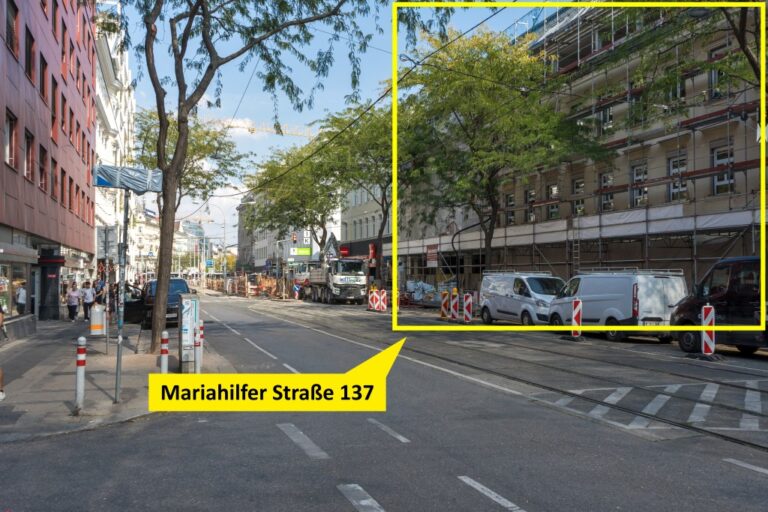 äußere Mariahilfer Straße mit eingerüstetem Gebäude