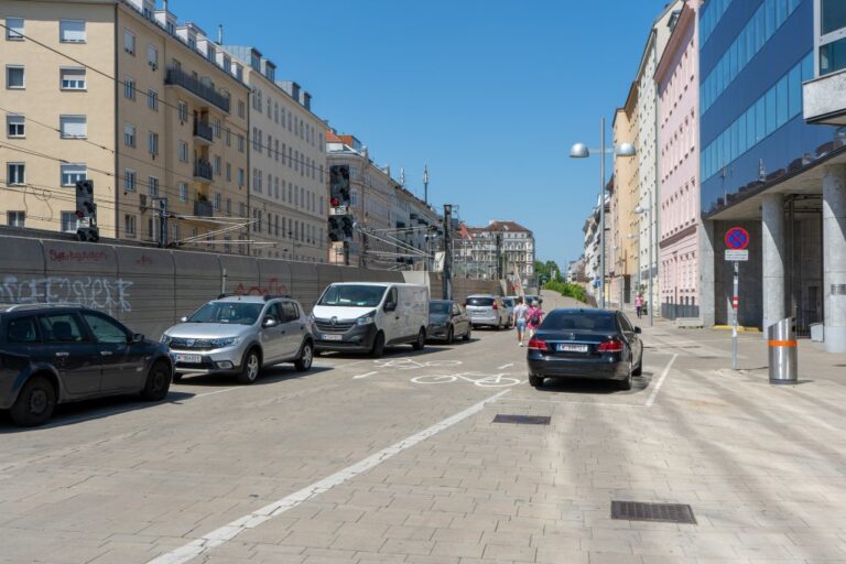 parkende Autos, Radstraße